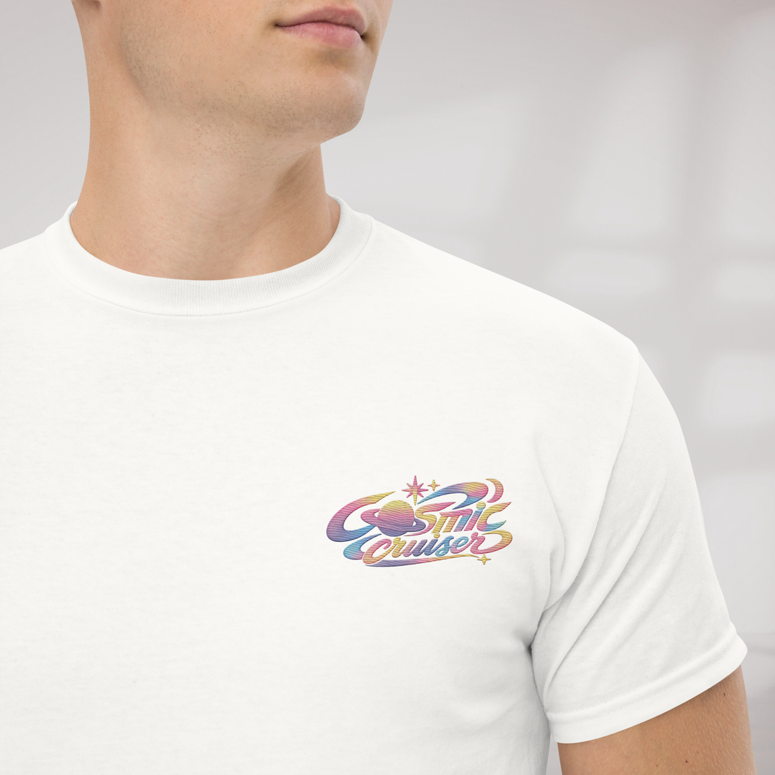 Cosmic Cruiser T-Shirt Soft – Farbe Weiß – Ansicht 2