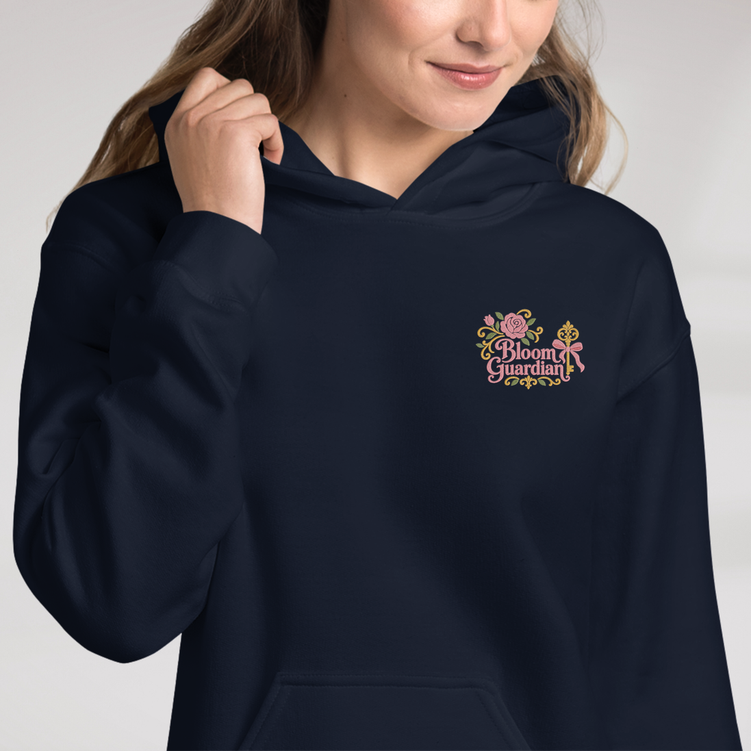 Bloom Guardian Hoodie Soft (F) – Farbe Navy – Ansicht 2