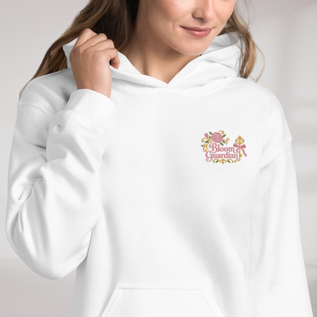 Bloom Guardian Hoodie Soft (F) – Farbe Weiß – Ansicht 2