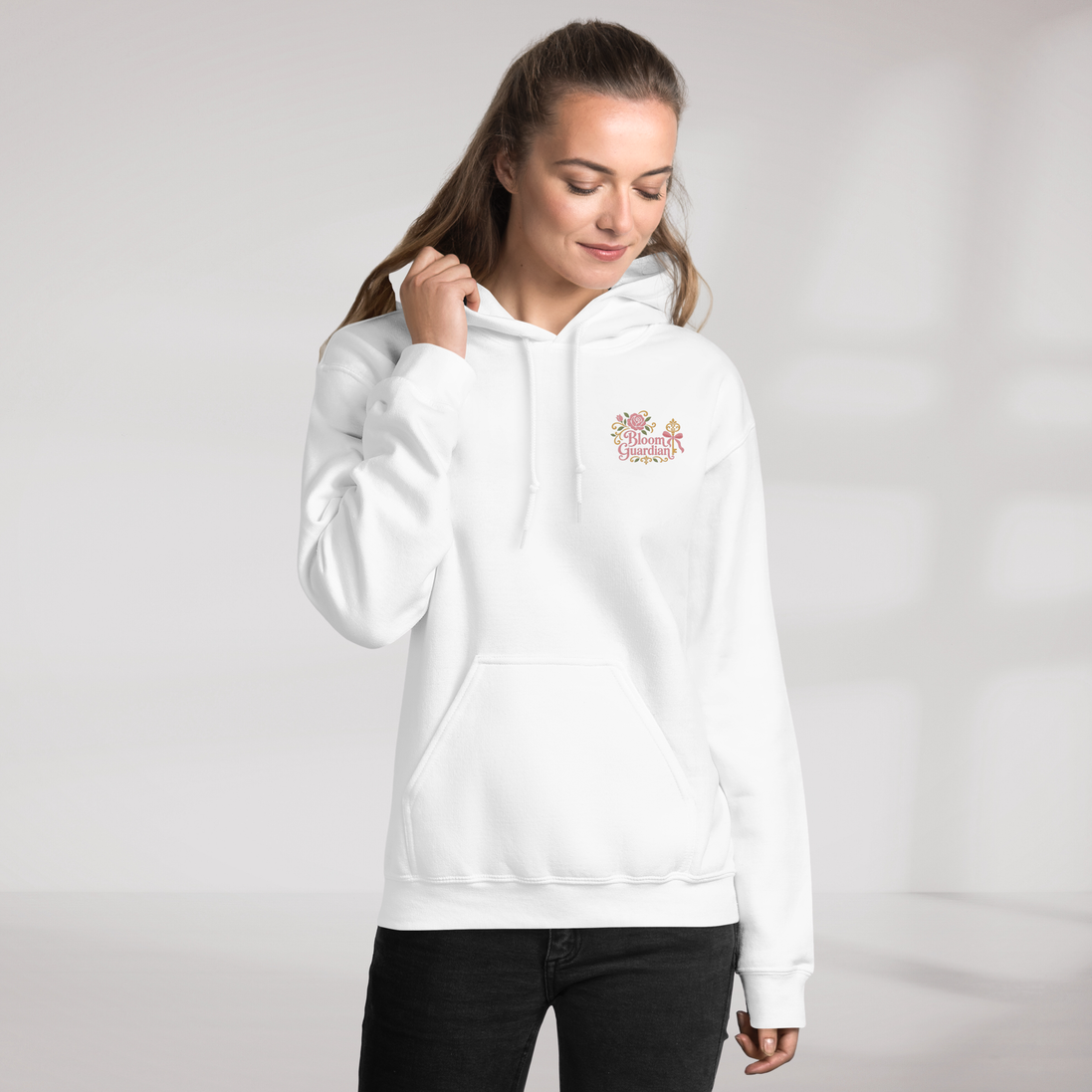 Bloom Guardian Hoodie Soft (F) – Farbe Weiß – Ansicht 4