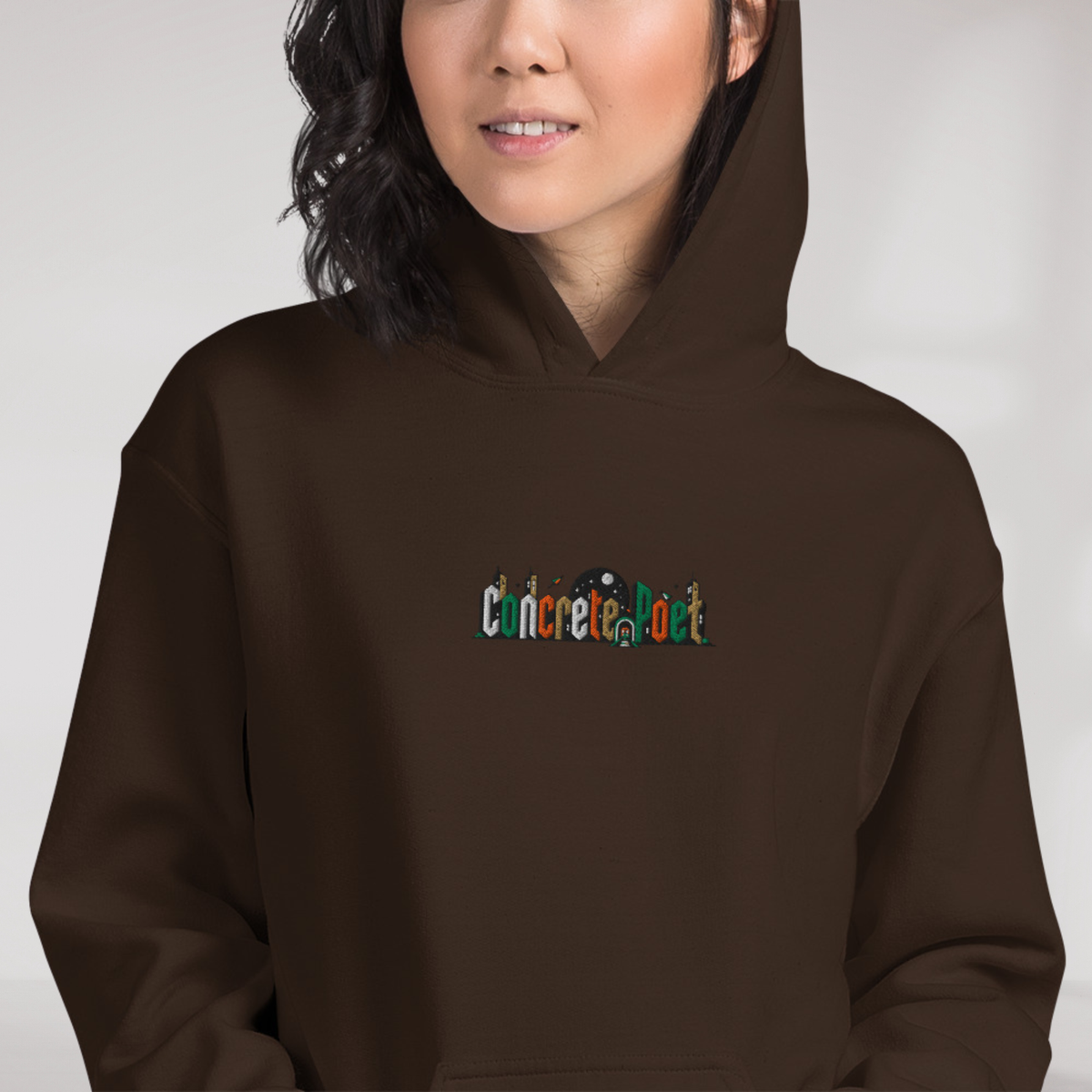 Concrete Poet Hoodie Retro (F) – Farbe Dunkle Schokolade – Ansicht 5