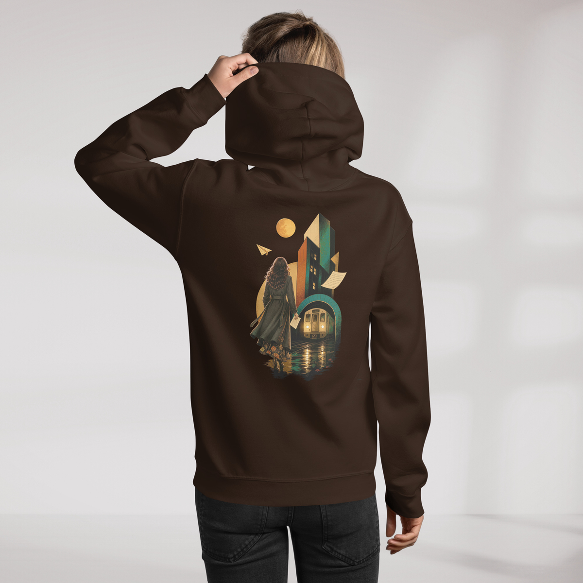 Concrete Poet Hoodie Retro (F) – Farbe Dunkle Schokolade – Ansicht 8