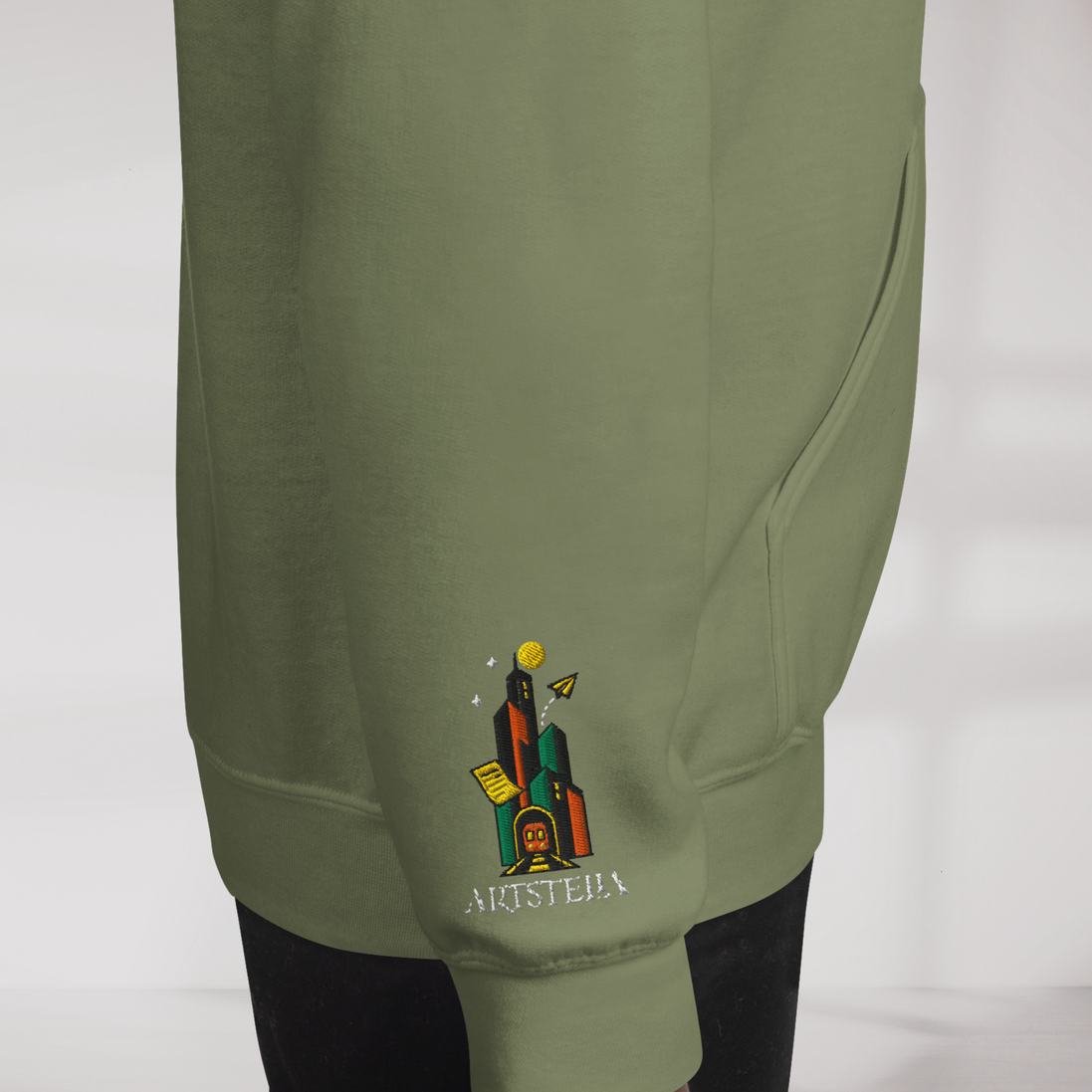 Concrete Poet Hoodie Retro (F) – Farbe Militärgrün – Ansicht 4