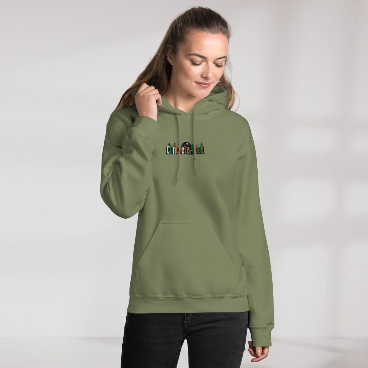 Concrete Poet Hoodie Retro (F) – Farbe Militärgrün – Ansicht 6