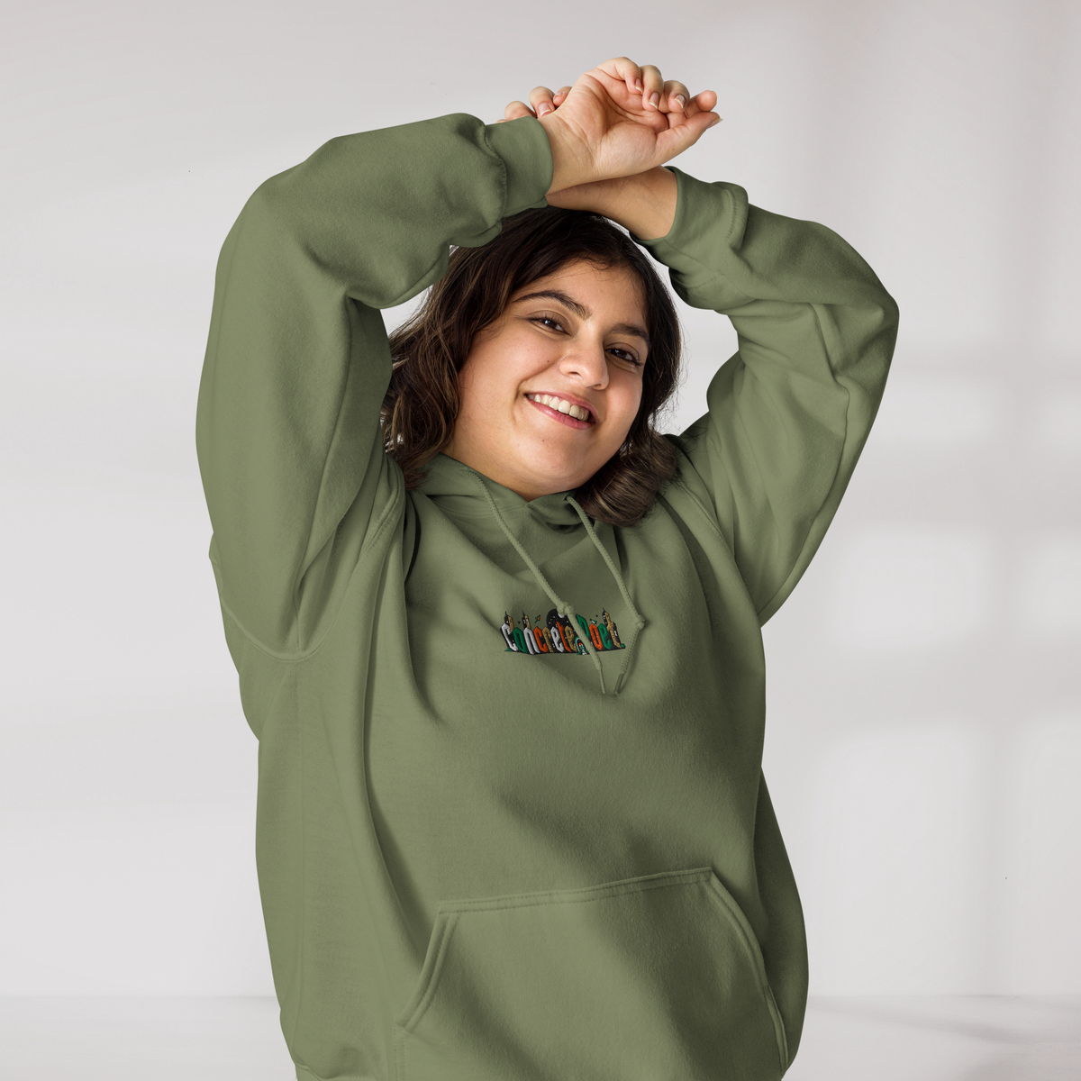 Concrete Poet Hoodie Retro (F) – Farbe Militärgrün – Ansicht 8