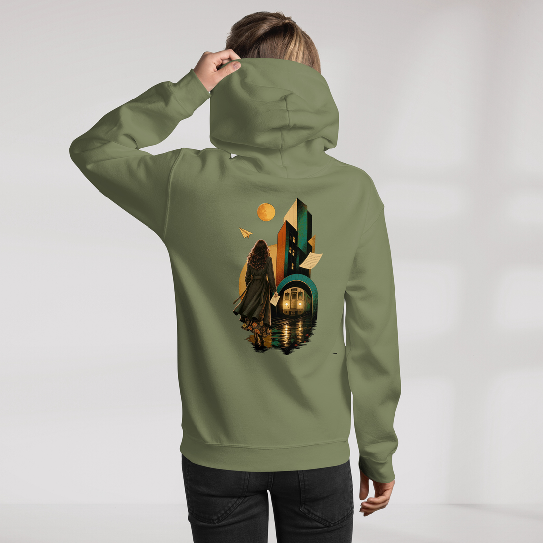 Concrete Poet Hoodie Retro (F) – Farbe Militärgrün – Ansicht 9