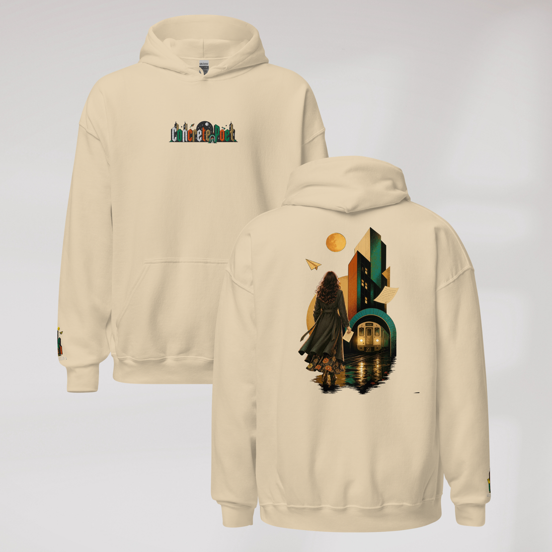 Concrete Poet Hoodie Retro (F) – Farbe Sand – Ansicht 1