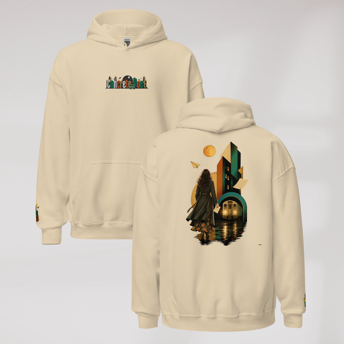 Concrete Poet Hoodie Retro (F) – Farbe Sand – Ansicht 1