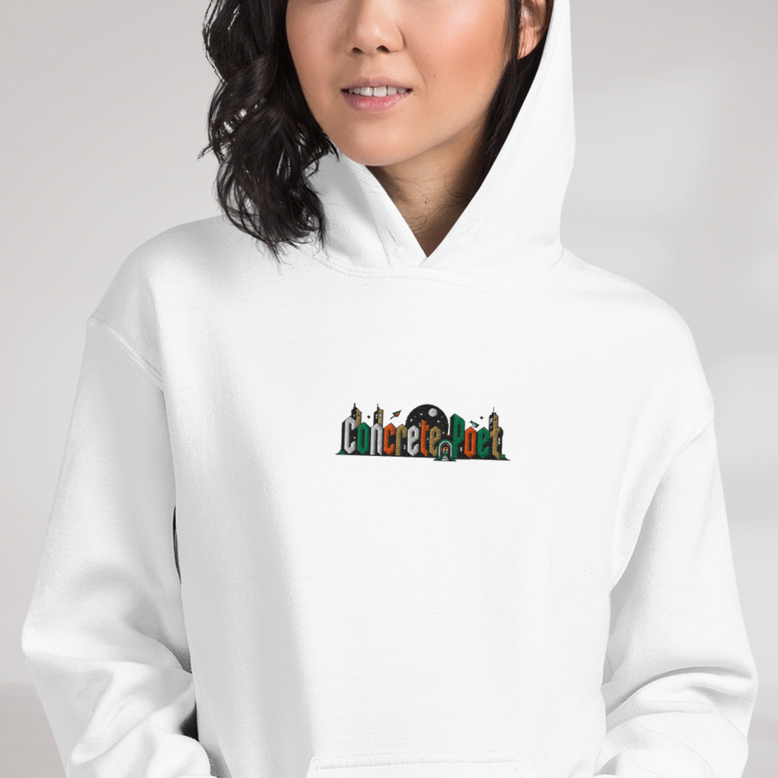 Concrete Poet Hoodie Retro (F) – Farbe Weiß – Ansicht 5
