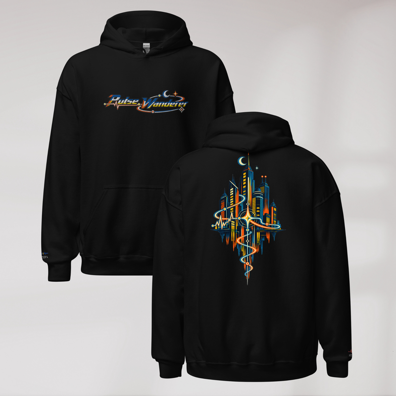 Pulse Wanderer Hoodie Retro – Farbe Schwarz – Ansicht 1