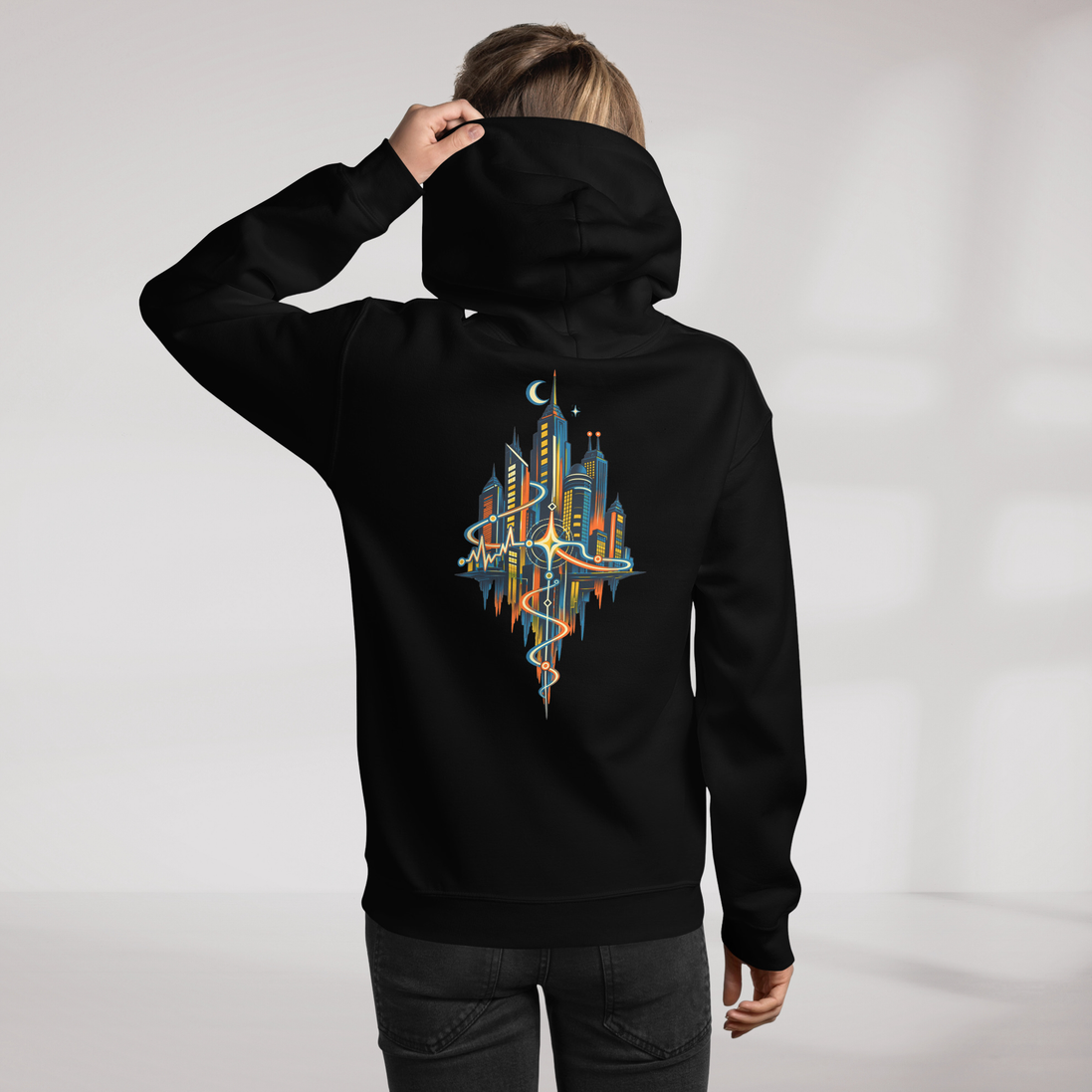 Pulse Wanderer Hoodie Retro – Farbe Schwarz – Ansicht 11