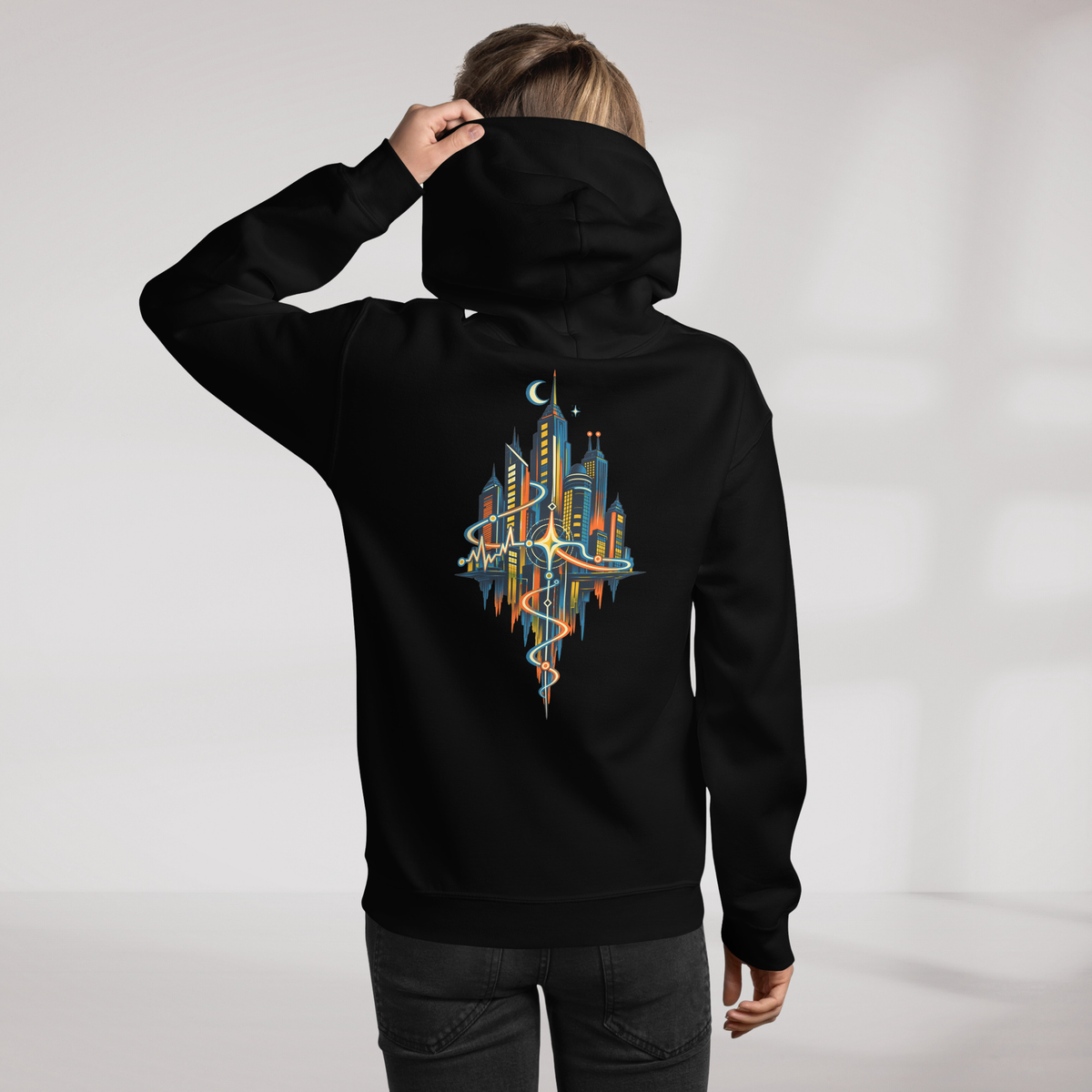 Pulse Wanderer Hoodie Retro – Farbe Schwarz – Ansicht 11