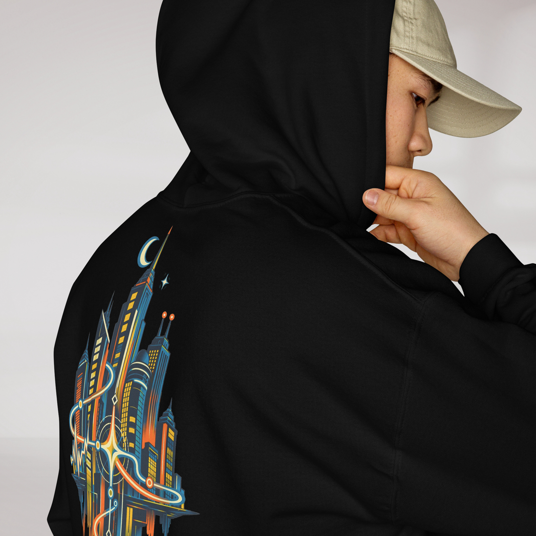 Pulse Wanderer Hoodie Retro – Farbe Schwarz – Ansicht 5