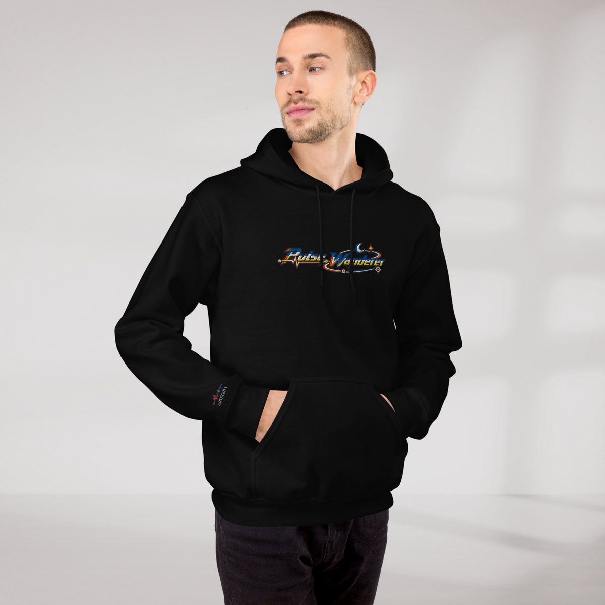 Pulse Wanderer Hoodie Retro – Farbe Schwarz – Ansicht 8