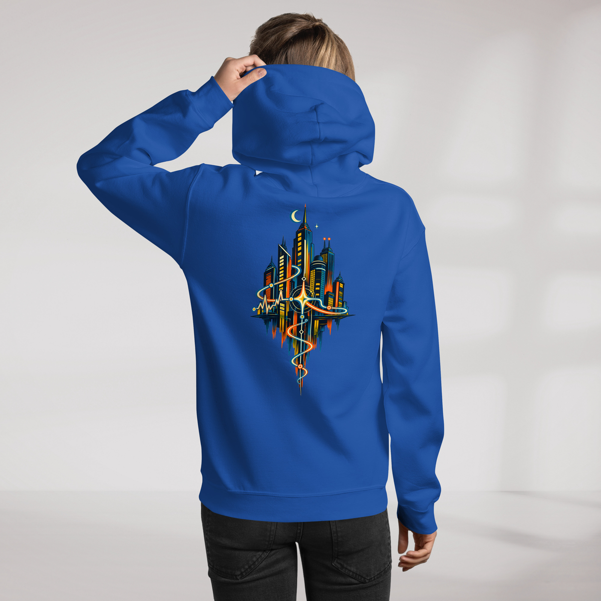Pulse Wanderer Hoodie Retro – Farbe Royalblau – Ansicht 11