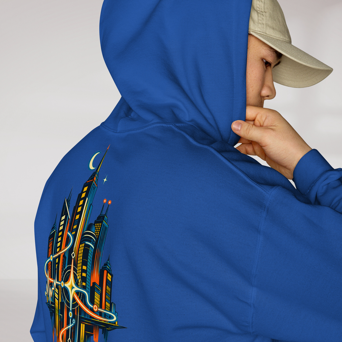 Pulse Wanderer Hoodie Retro – Farbe Royalblau – Ansicht 5