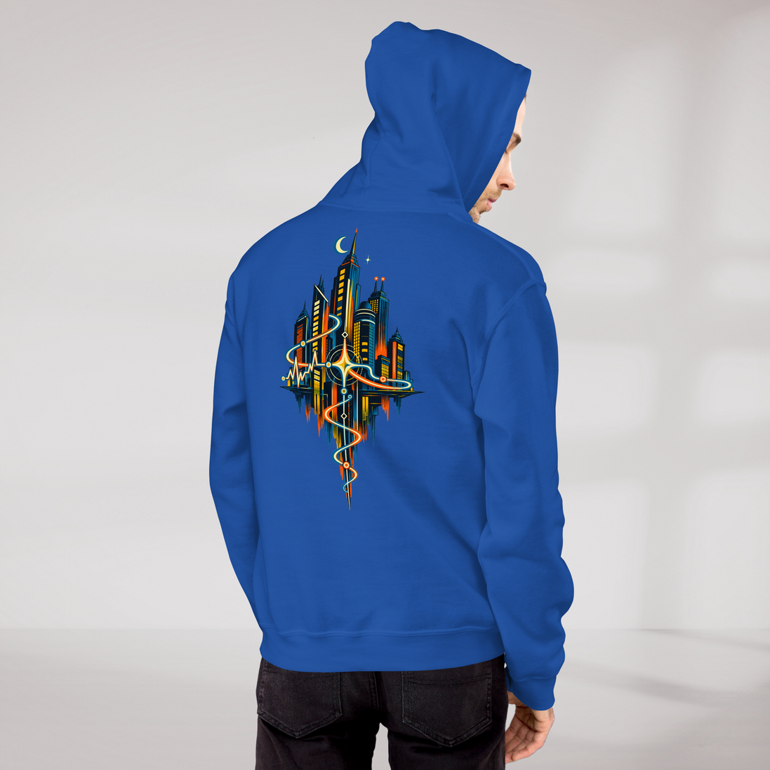 Pulse Wanderer Hoodie Retro – Farbe Royalblau – Ansicht 9