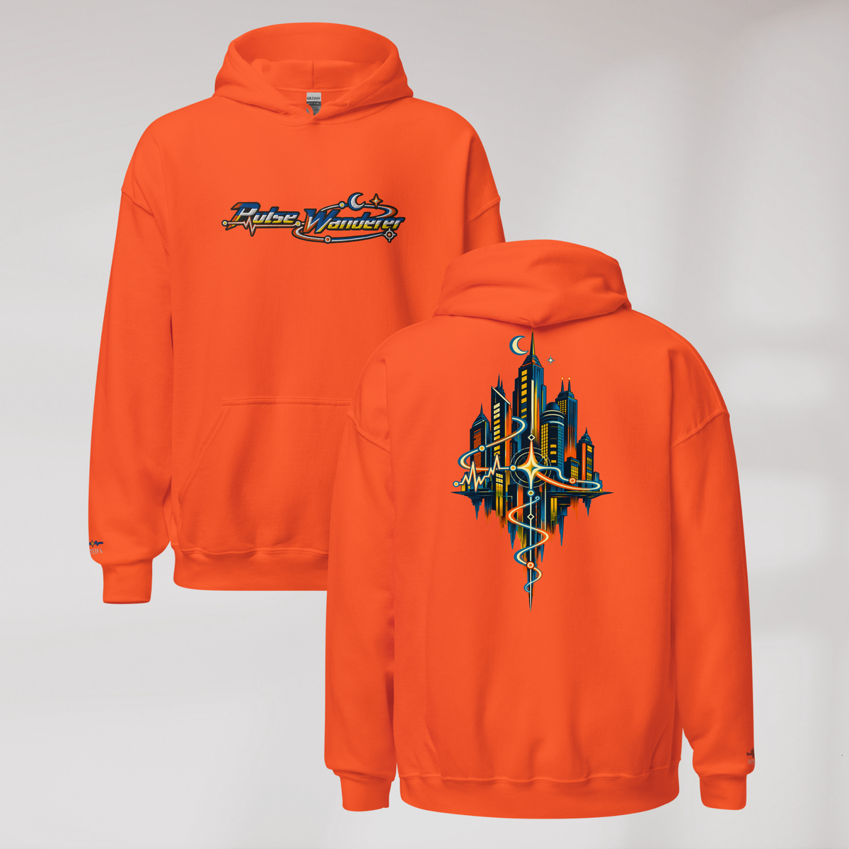 Pulse Wanderer Hoodie Retro – Farbe Orange – Ansicht 1