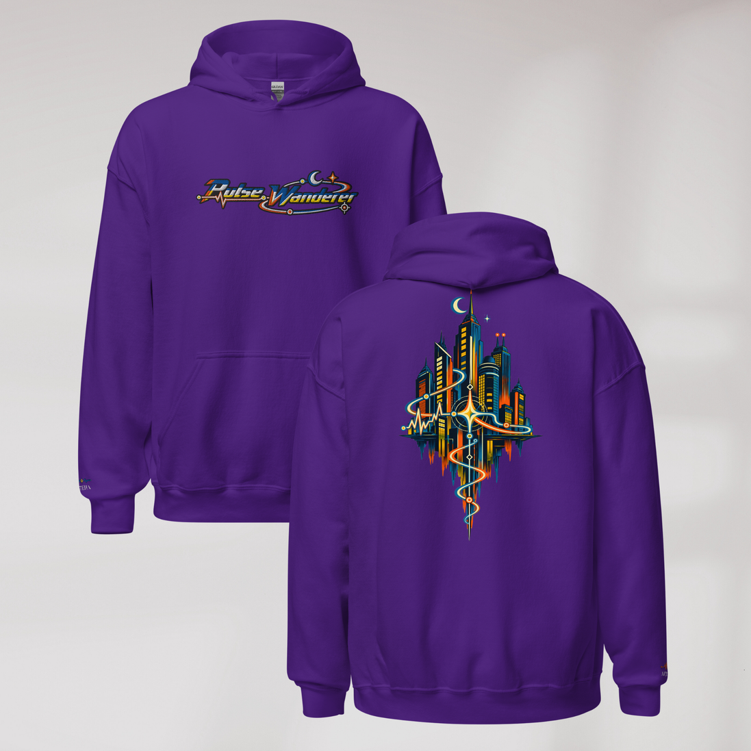 Pulse Wanderer Hoodie Retro – Farbe Lila – Ansicht 1