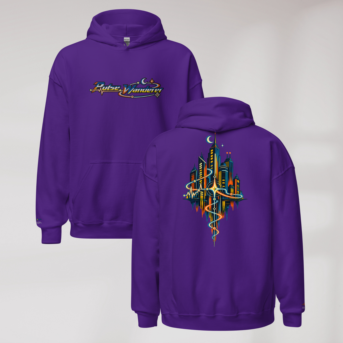 Pulse Wanderer Hoodie Retro – Farbe Lila – Ansicht 1