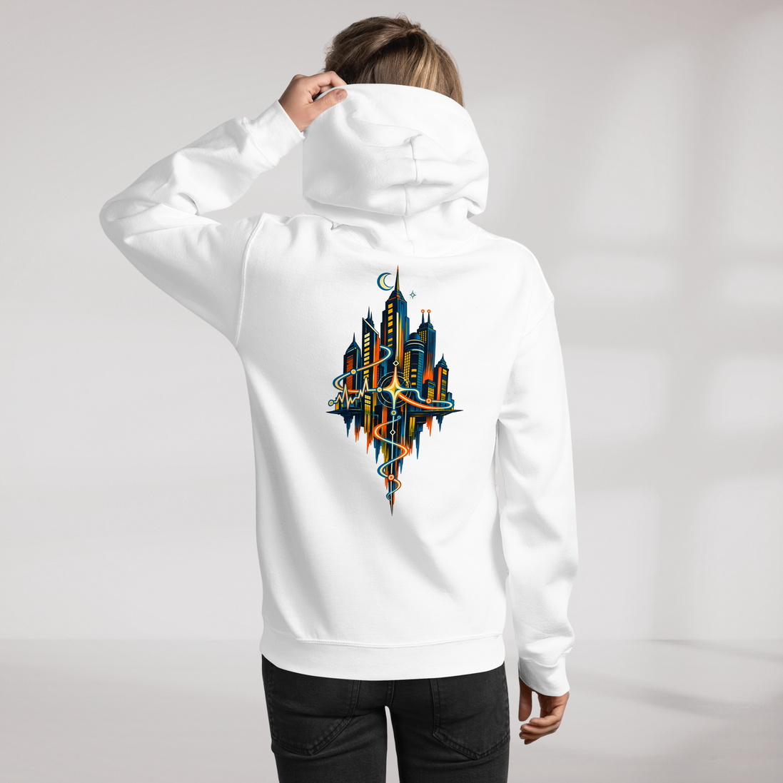 Pulse Wanderer Hoodie Retro – Farbe Weiß – Ansicht 11