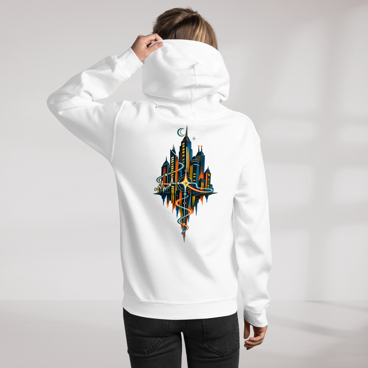Pulse Wanderer Hoodie Retro – Farbe Weiß – Ansicht 11