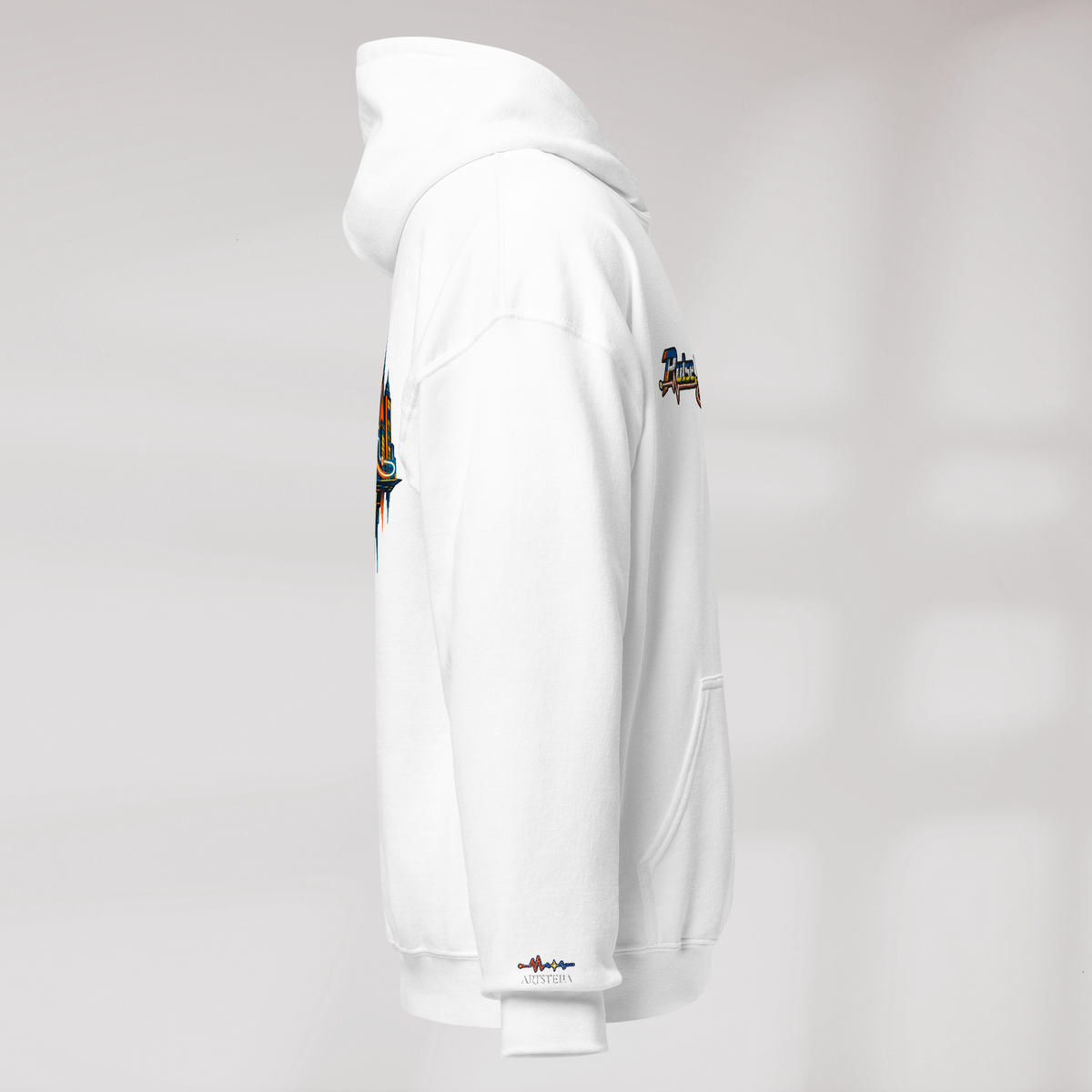 Pulse Wanderer Hoodie Retro – Farbe Weiß – Ansicht 2