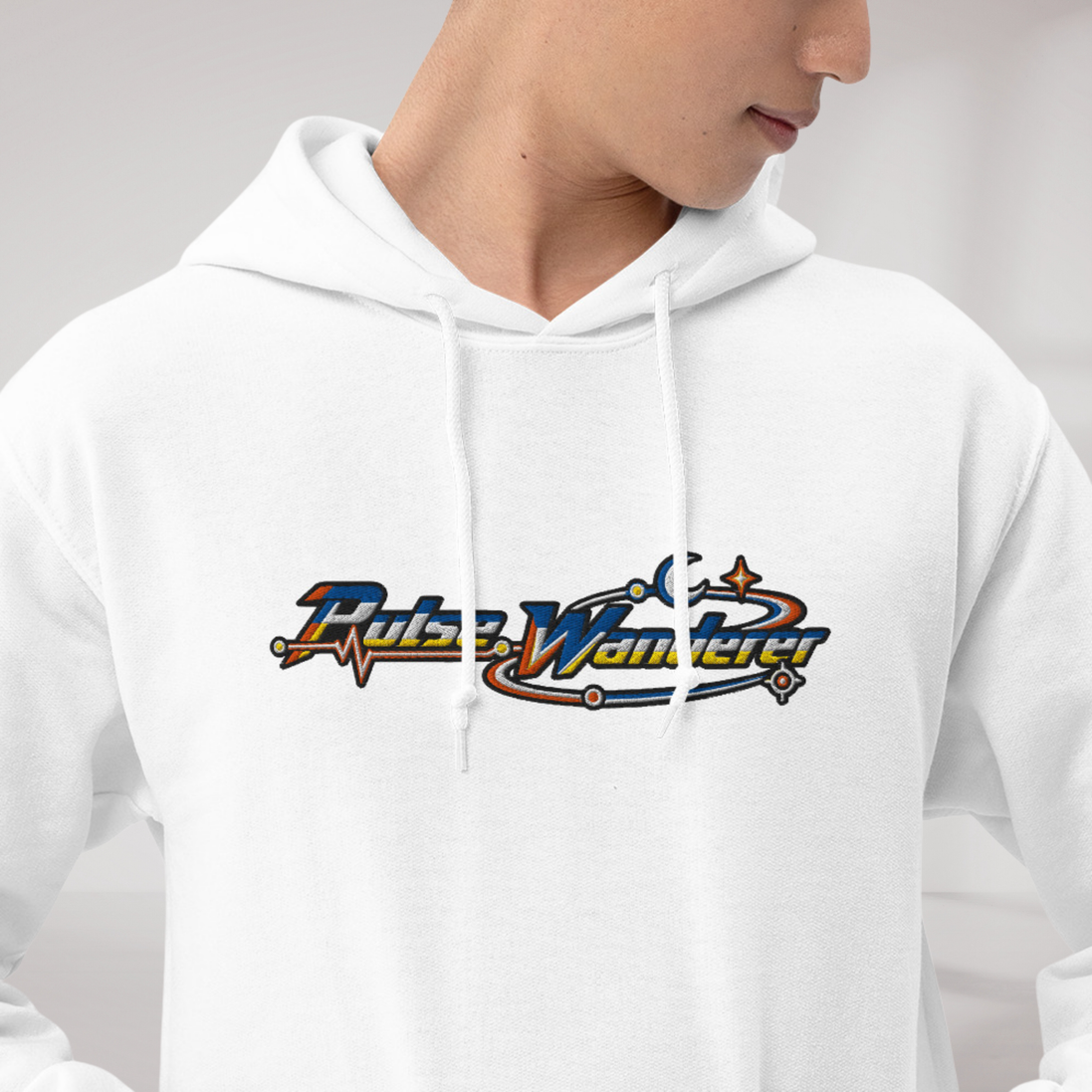 Pulse Wanderer Hoodie Retro – Farbe Weiß – Ansicht 4