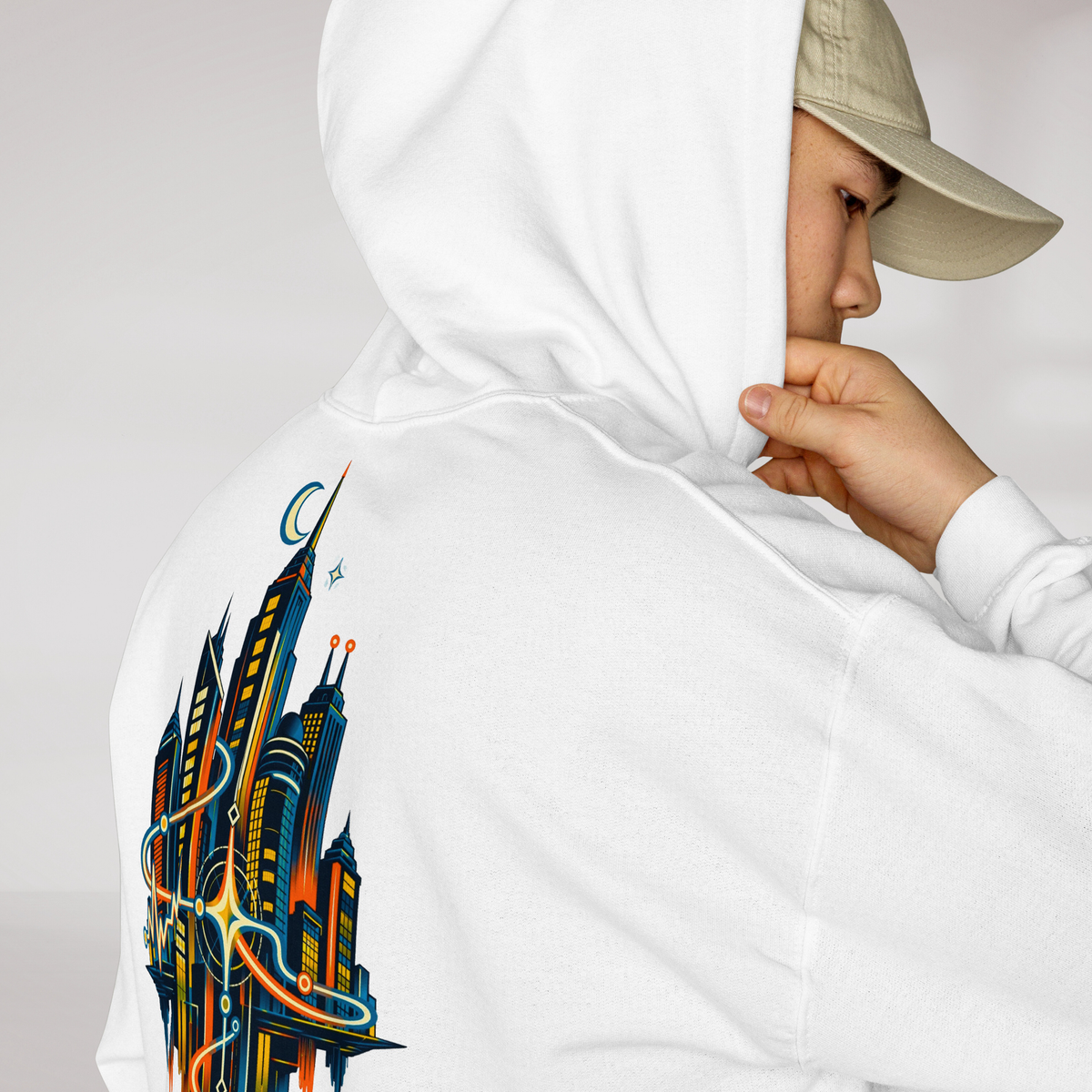 Pulse Wanderer Hoodie Retro – Farbe Weiß – Ansicht 5