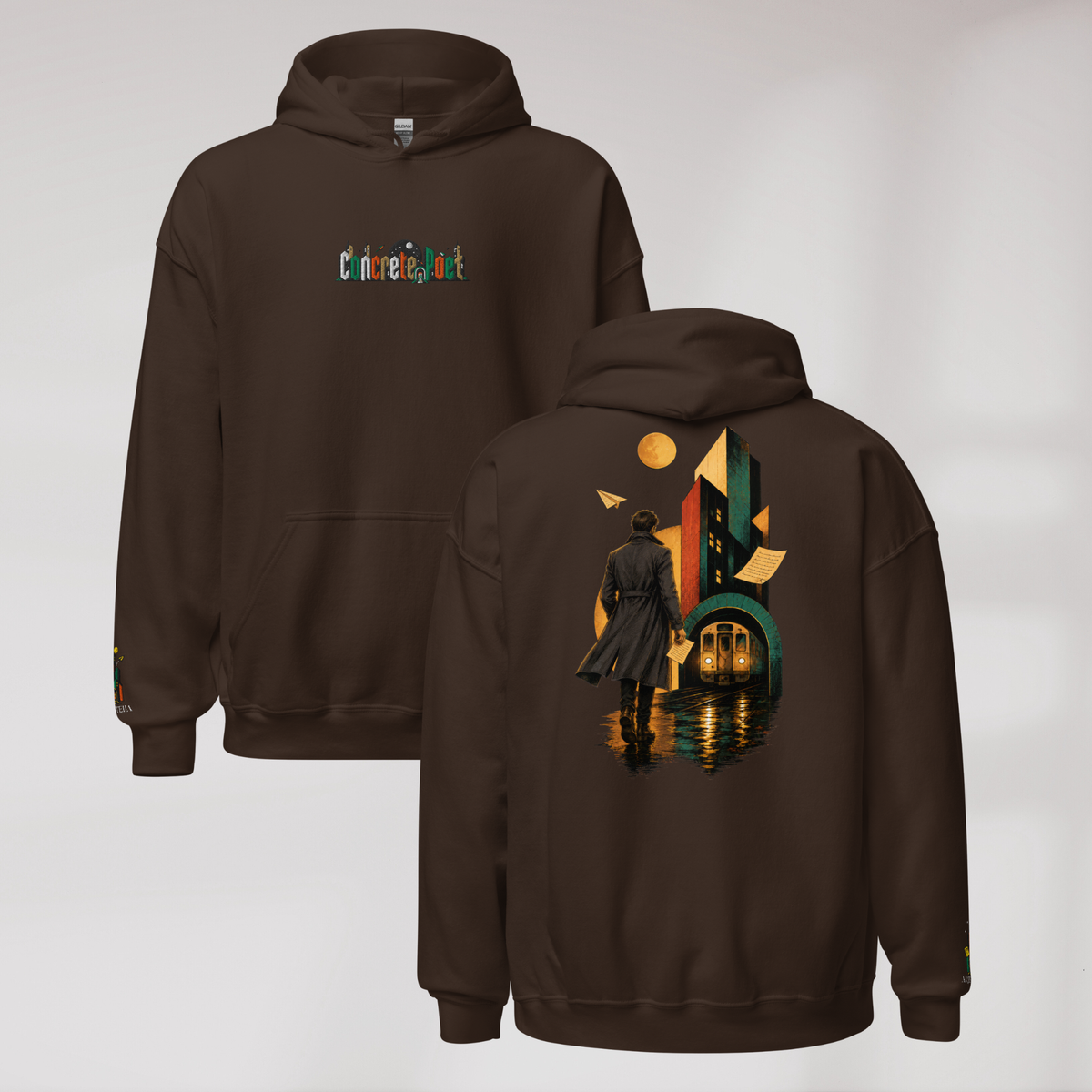 Concrete Poet Hoodie Retro (M) – Farbe Dunkle Schokolade – Ansicht 1