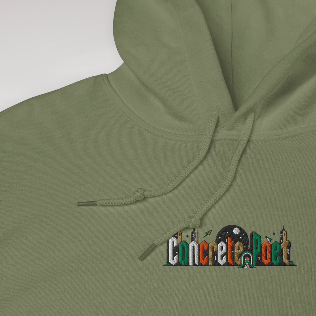 Concrete Poet Hoodie Retro (M) – Farbe Militärgrün – Ansicht 3