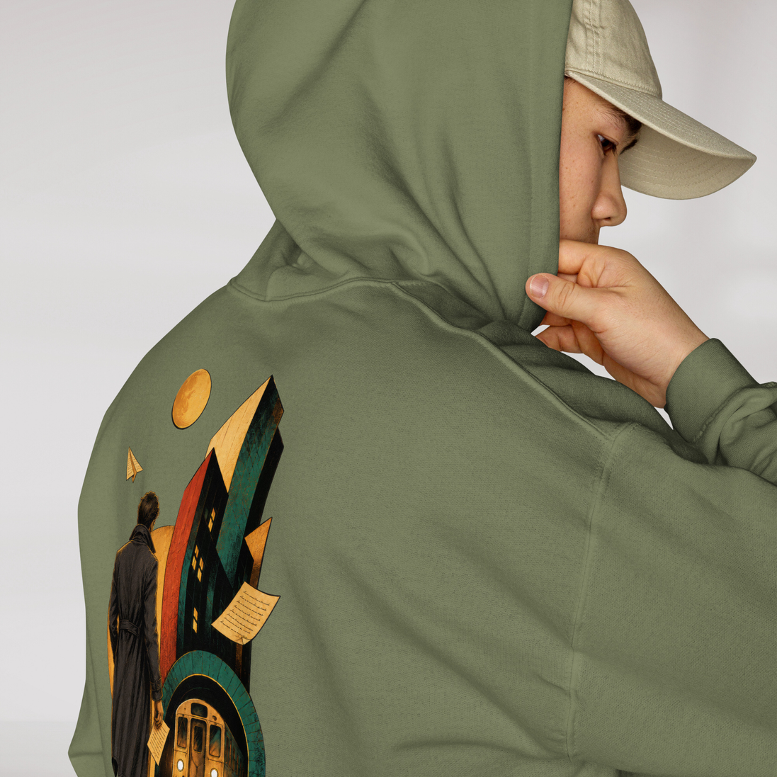 Concrete Poet Hoodie Retro (M) – Farbe Militärgrün – Ansicht 4
