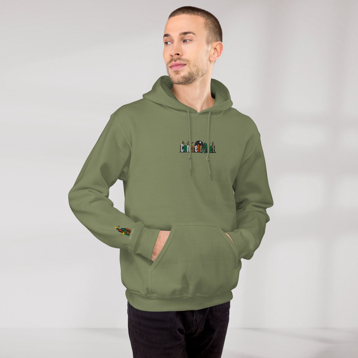 Concrete Poet Hoodie Retro (M) – Farbe Militärgrün – Ansicht 5