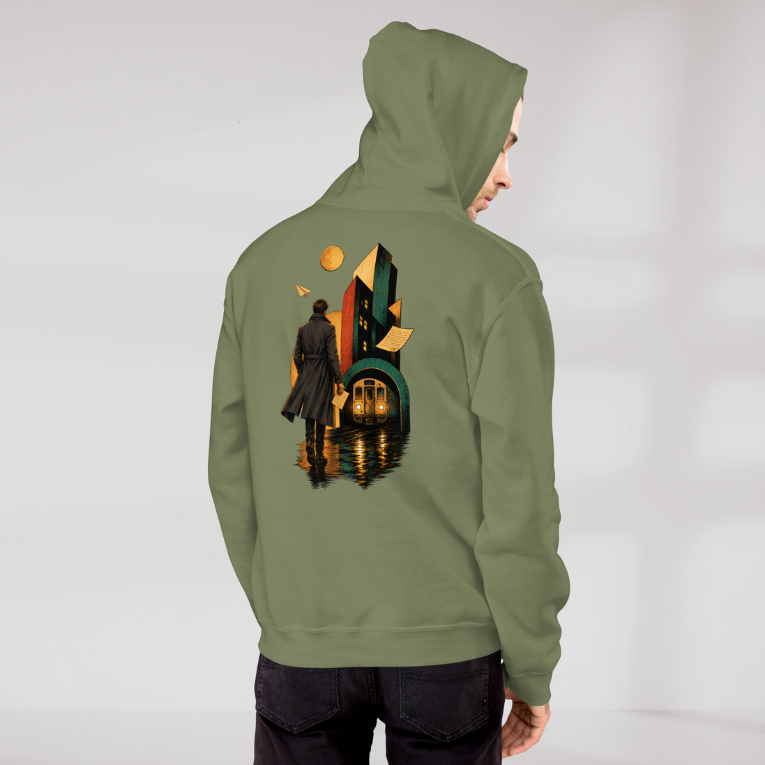 Concrete Poet Hoodie Retro (M) – Farbe Militärgrün – Ansicht 6