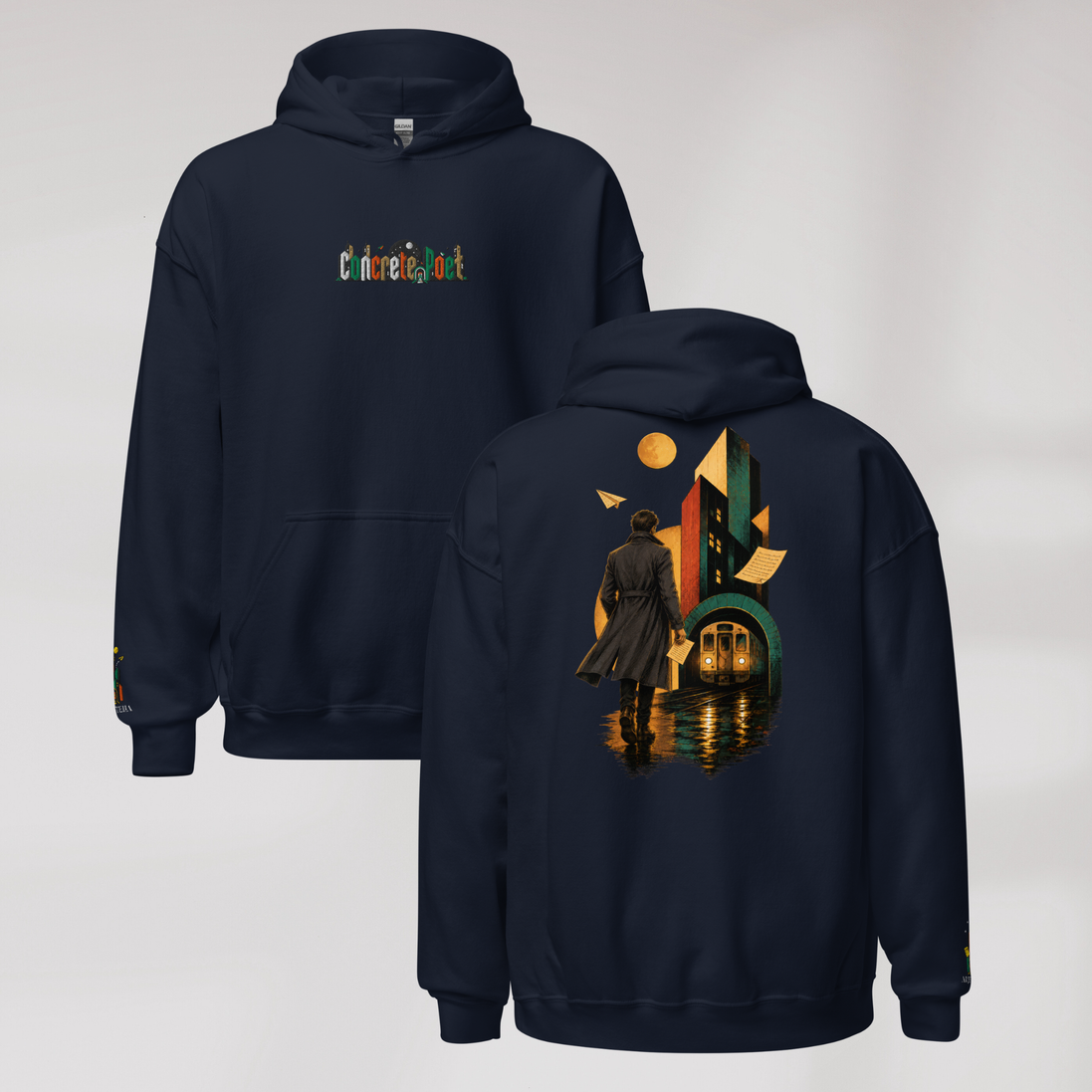 Concrete Poet Hoodie Retro (M) – Farbe Navy – Ansicht 1
