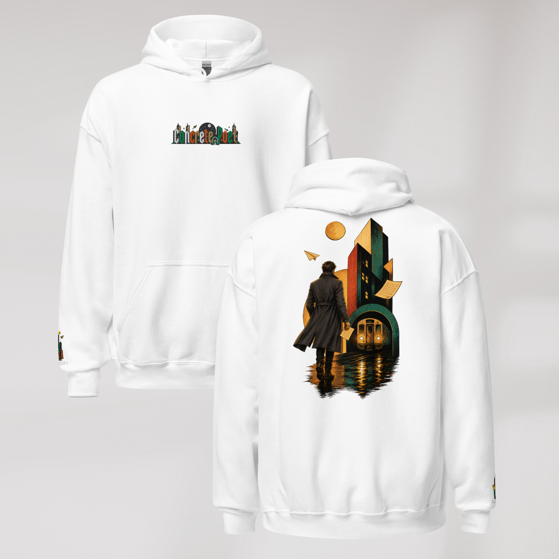 Concrete Poet Hoodie Retro (M) – Farbe Weiß – Ansicht 1