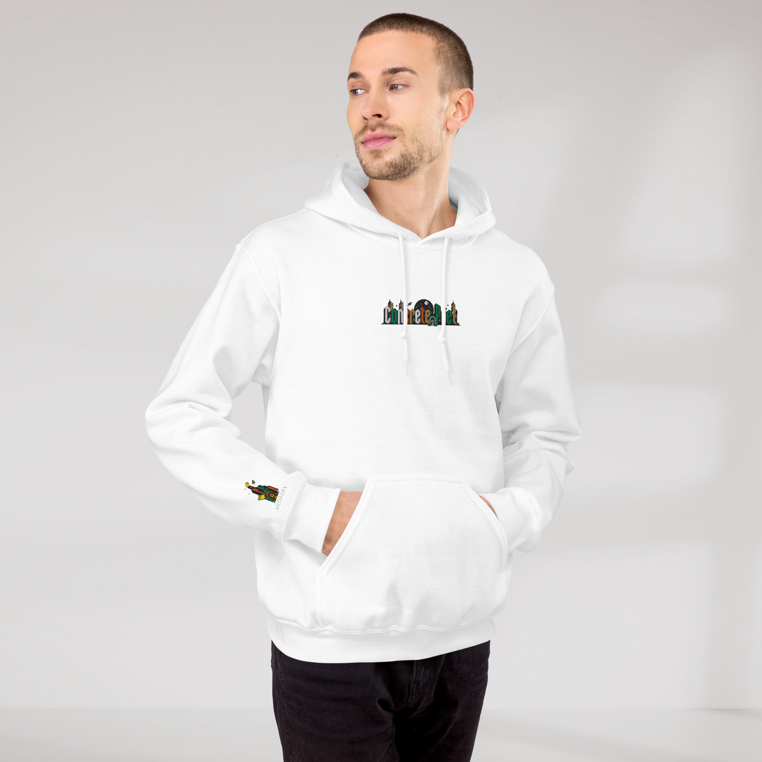 Concrete Poet Hoodie Retro (M) – Farbe Weiß – Ansicht 5