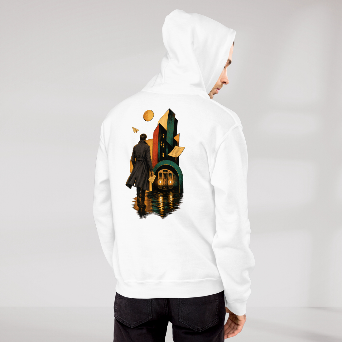 Concrete Poet Hoodie Retro (M) – Farbe Weiß – Ansicht 6