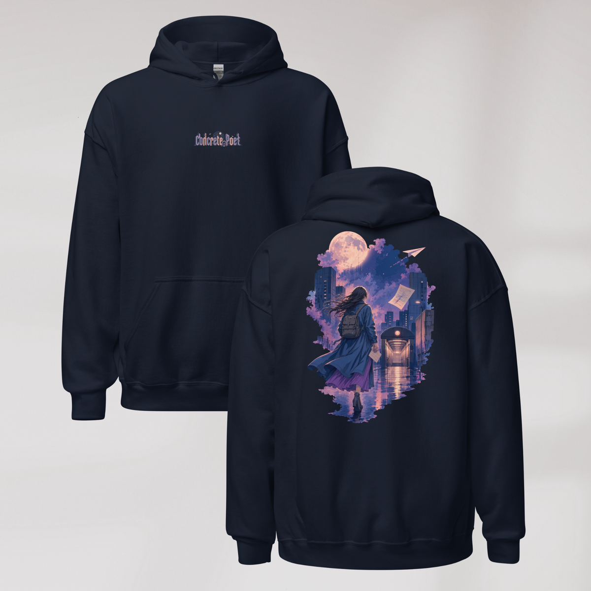 Concrete Poet Hoodie Soft – Farbe Navy – Ansicht 1