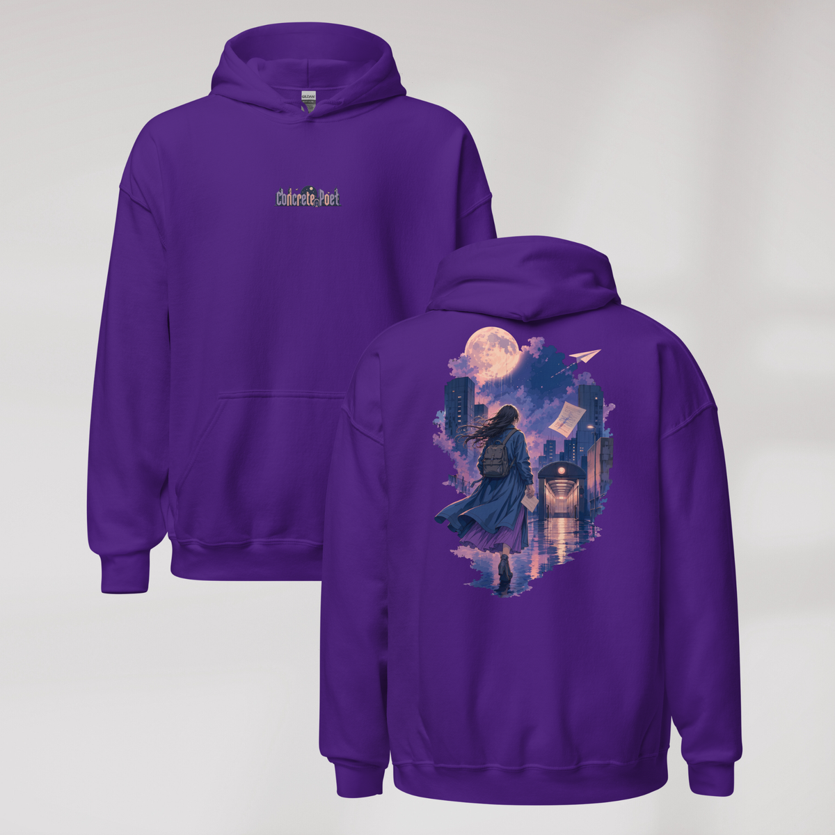 Concrete Poet Hoodie Soft – Farbe Lila – Ansicht 1