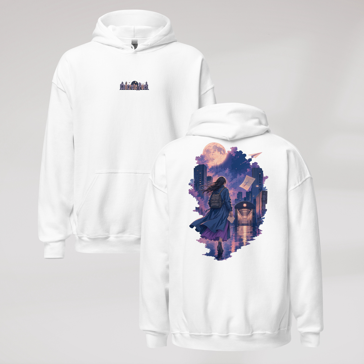 Concrete Poet Hoodie Soft – Farbe Weiß – Ansicht 1