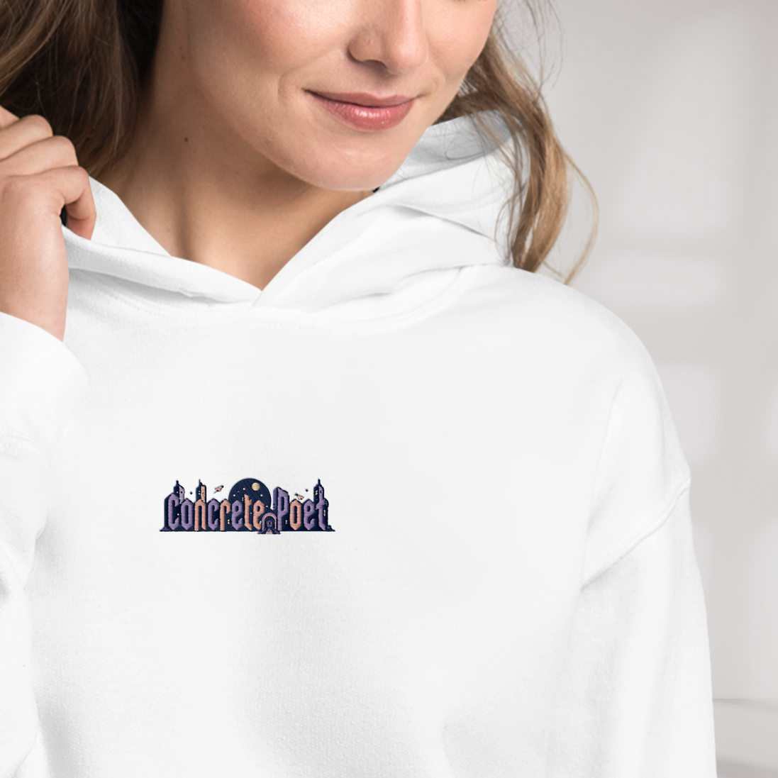 Concrete Poet Hoodie Soft – Farbe Weiß – Ansicht 3