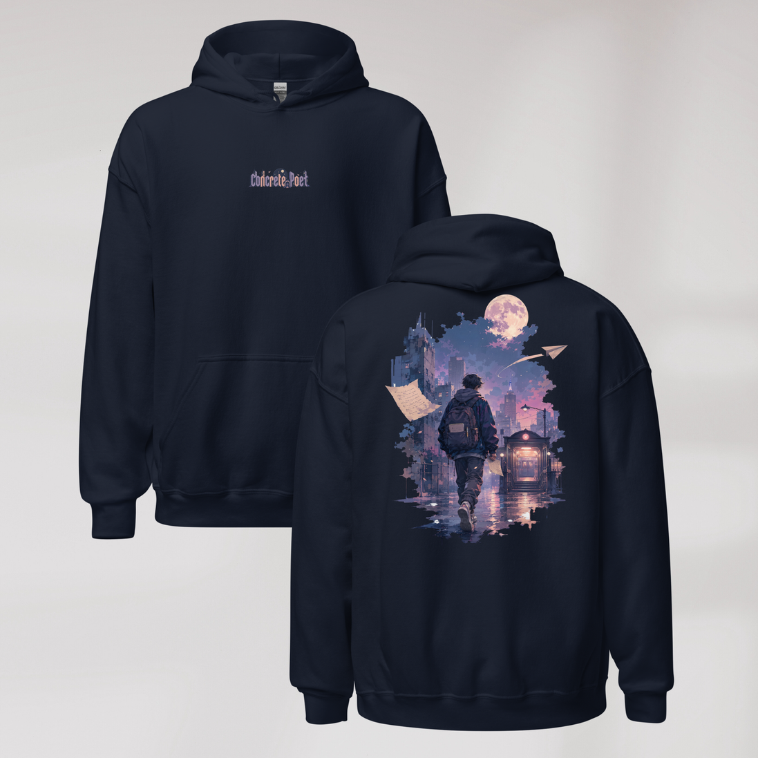 Concrete Poet Hoodie Soft – Farbe Navy – Ansicht 1