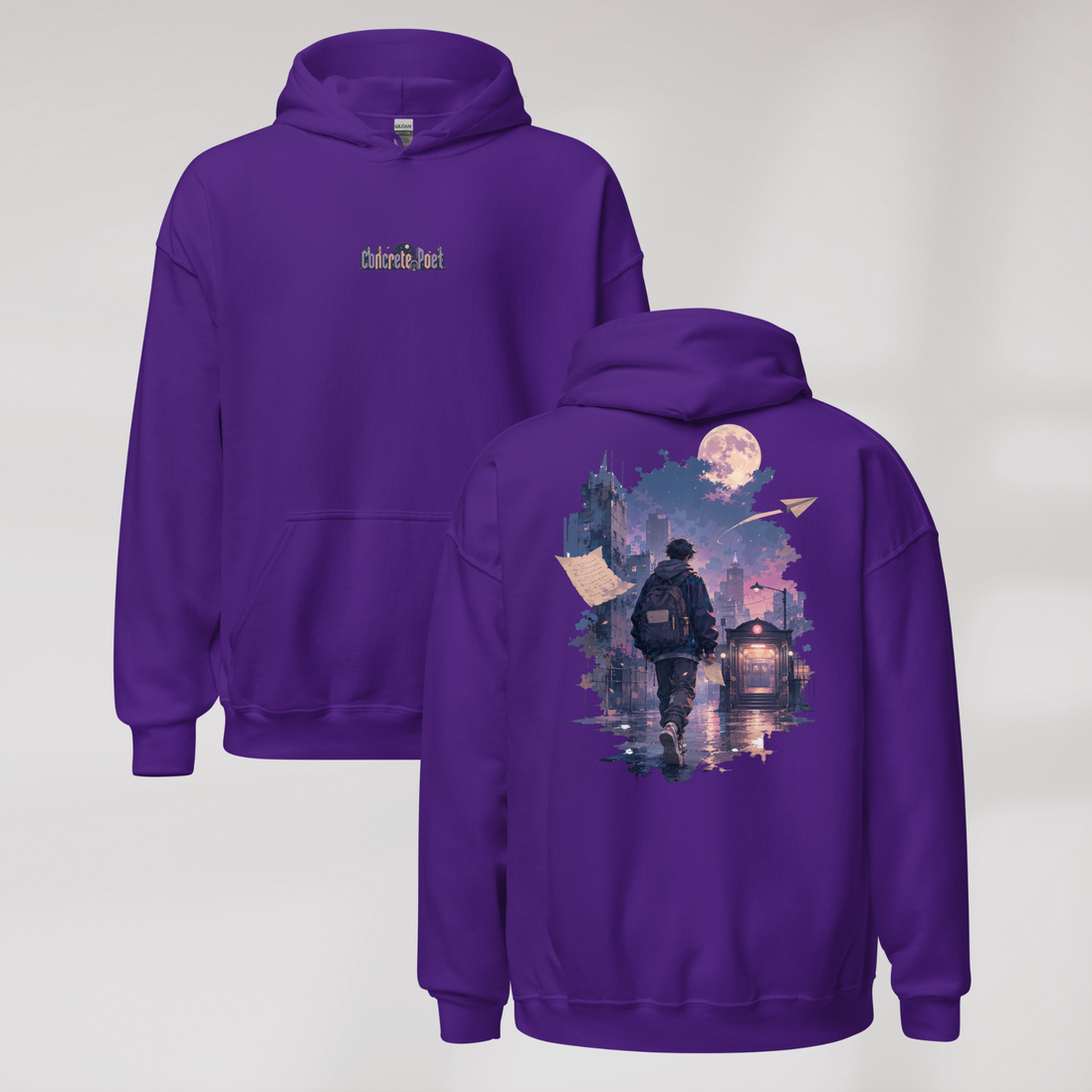 Concrete Poet Hoodie Soft – Farbe Lila – Ansicht 1
