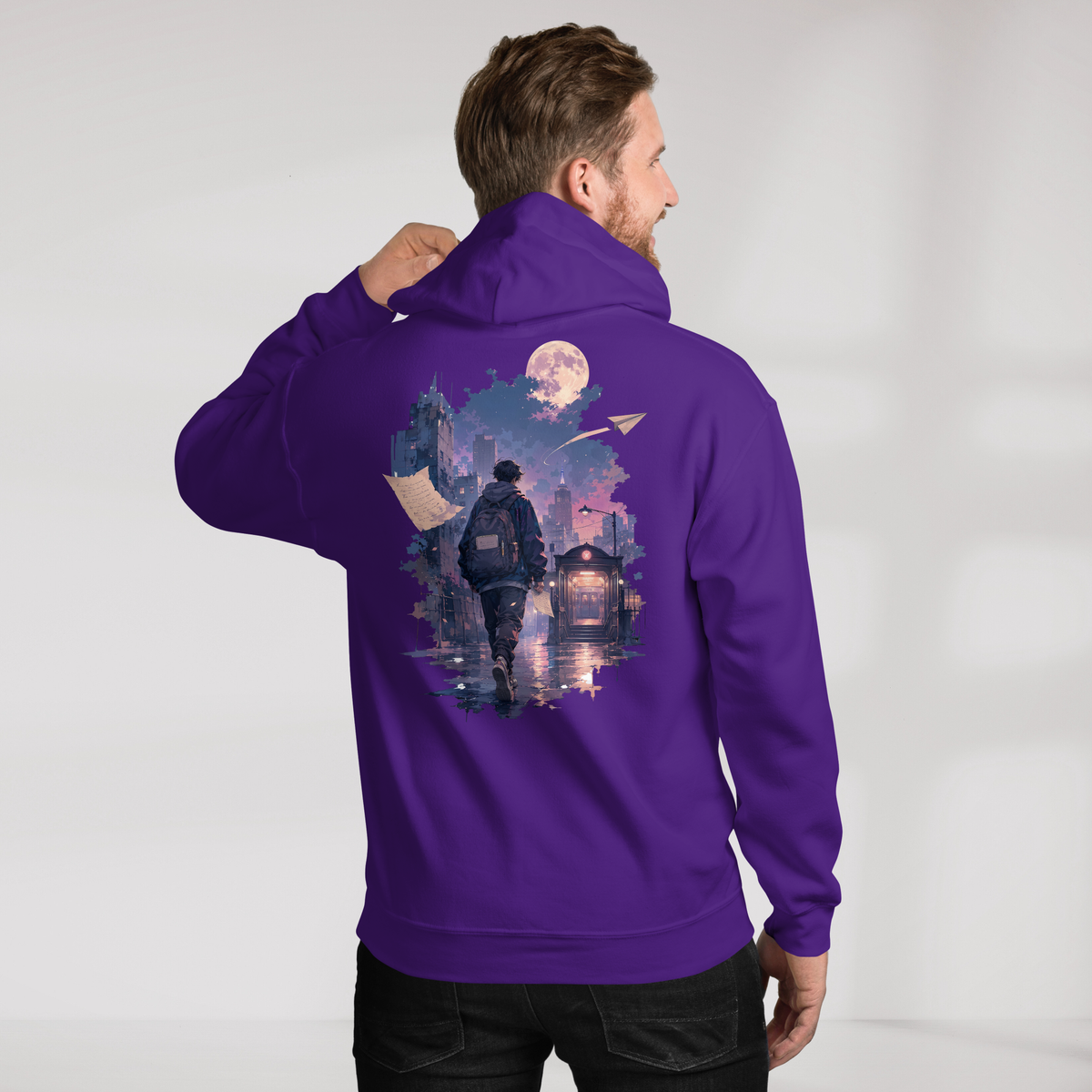 Concrete Poet Hoodie Soft – Farbe Lila – Ansicht 7