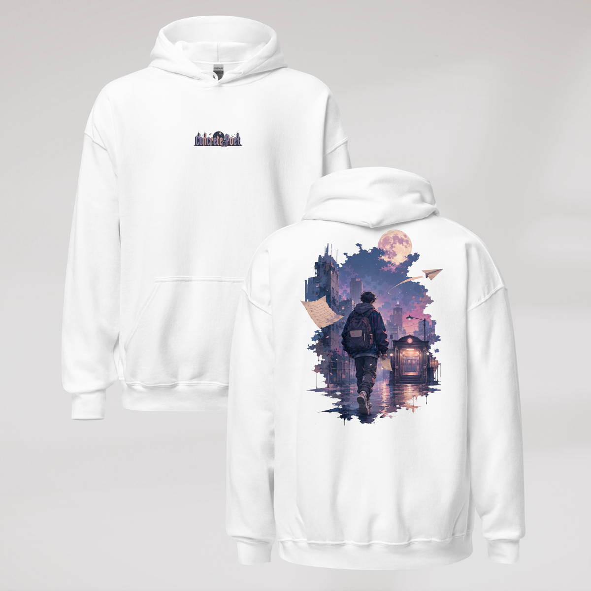 Concrete Poet Hoodie Soft – Farbe Weiß – Ansicht 1