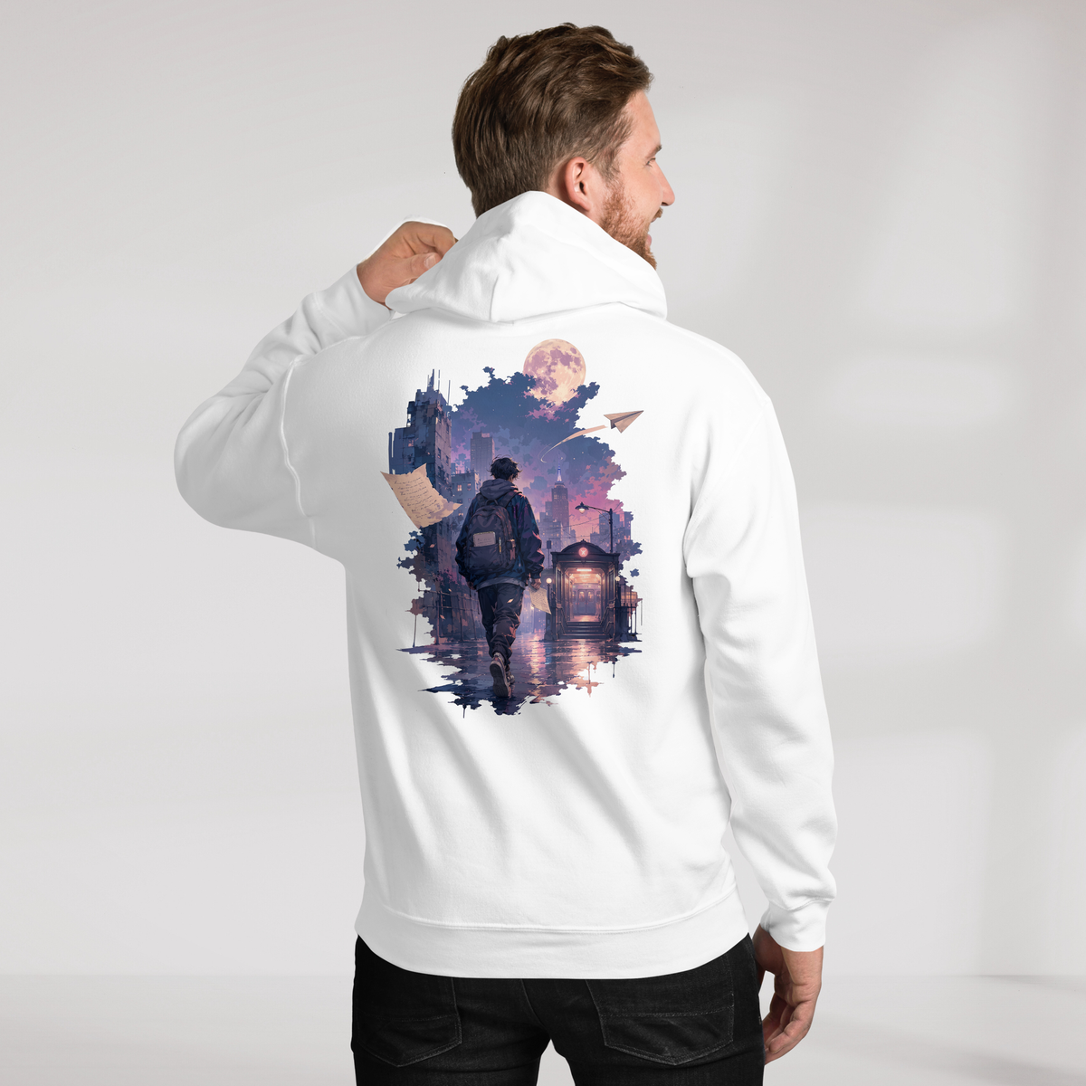 Concrete Poet Hoodie Soft – Farbe Weiß – Ansicht 7