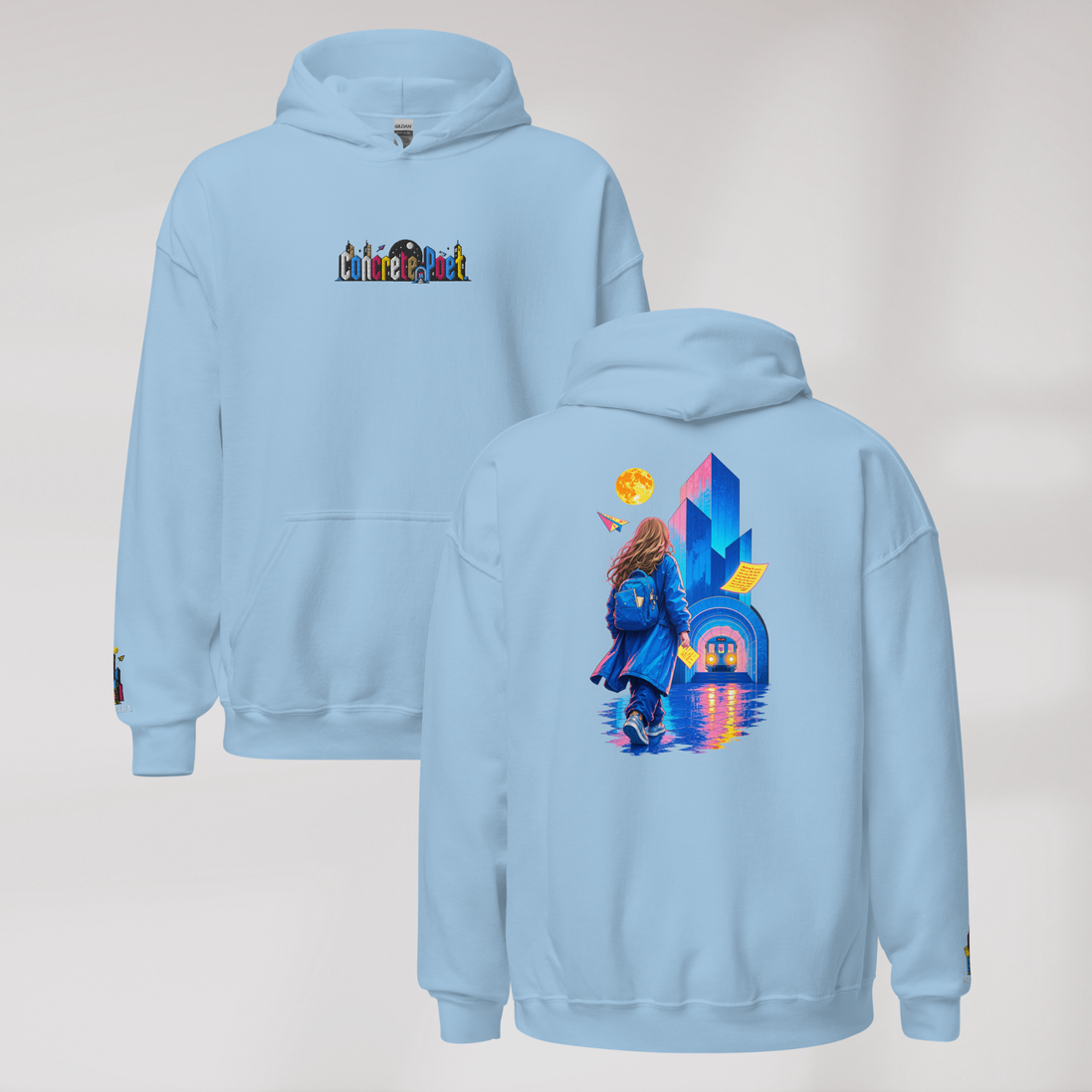 Concrete Poet Hoodie Vibrant (F) – Farbe Hellblau – Ansicht 1