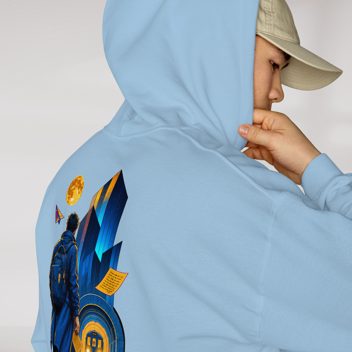 Concrete Poet Hoodie Vibrant (M) – Farbe Hellblau – Ansicht 4