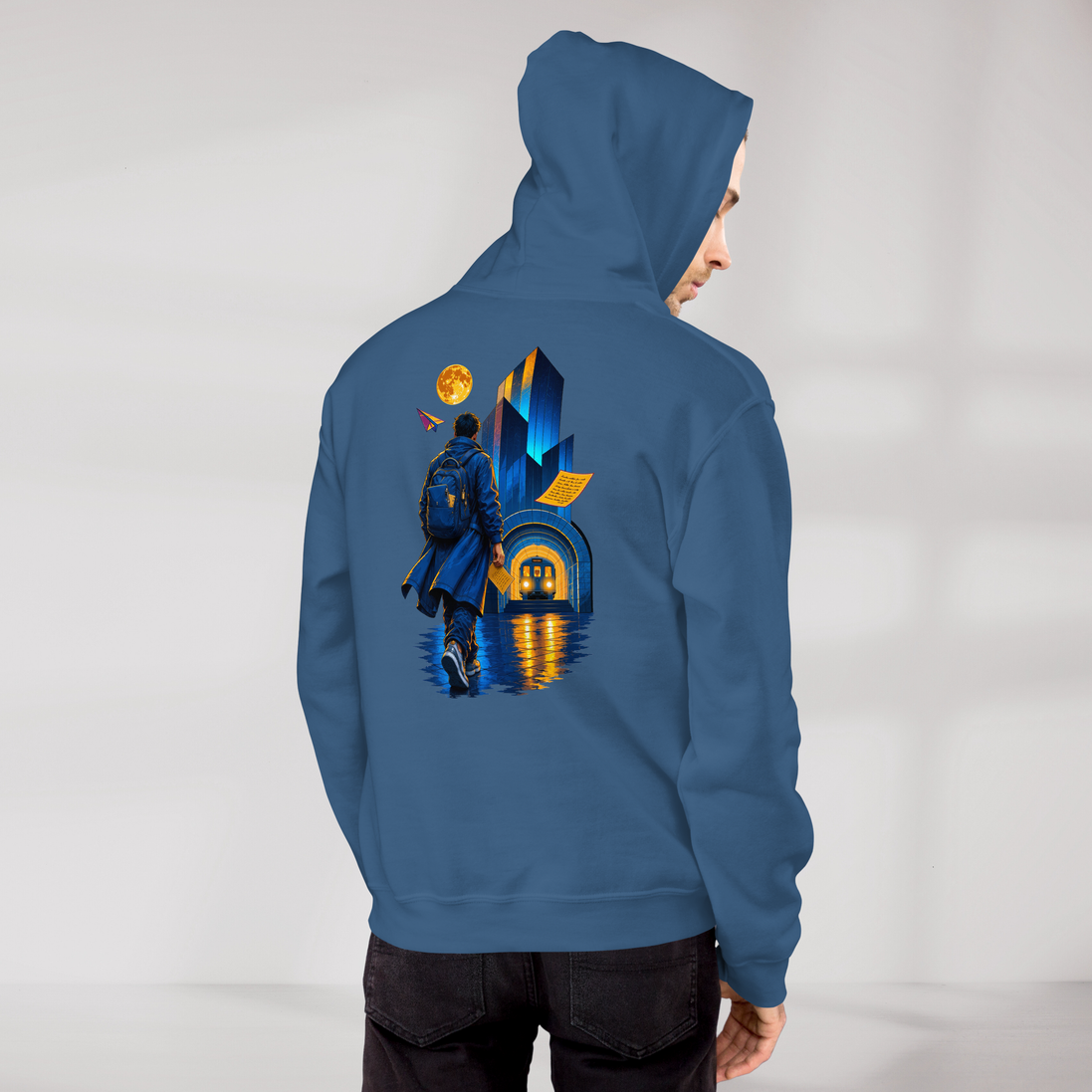 Concrete Poet Hoodie Vibrant (M) – Farbe Indigoblau – Ansicht 8